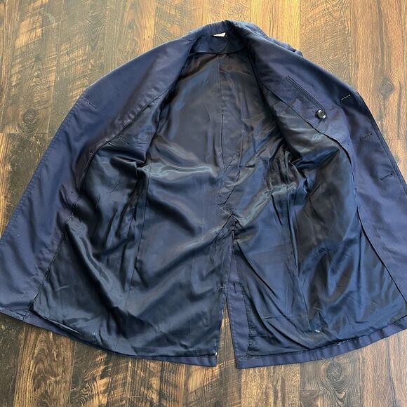 VINTAGE MARCIE DALE AIR FORCE OVERCOAT MENS 35 XS WOOL BLUE PEWTER BUTTONS 70s - Picture 8 of 13